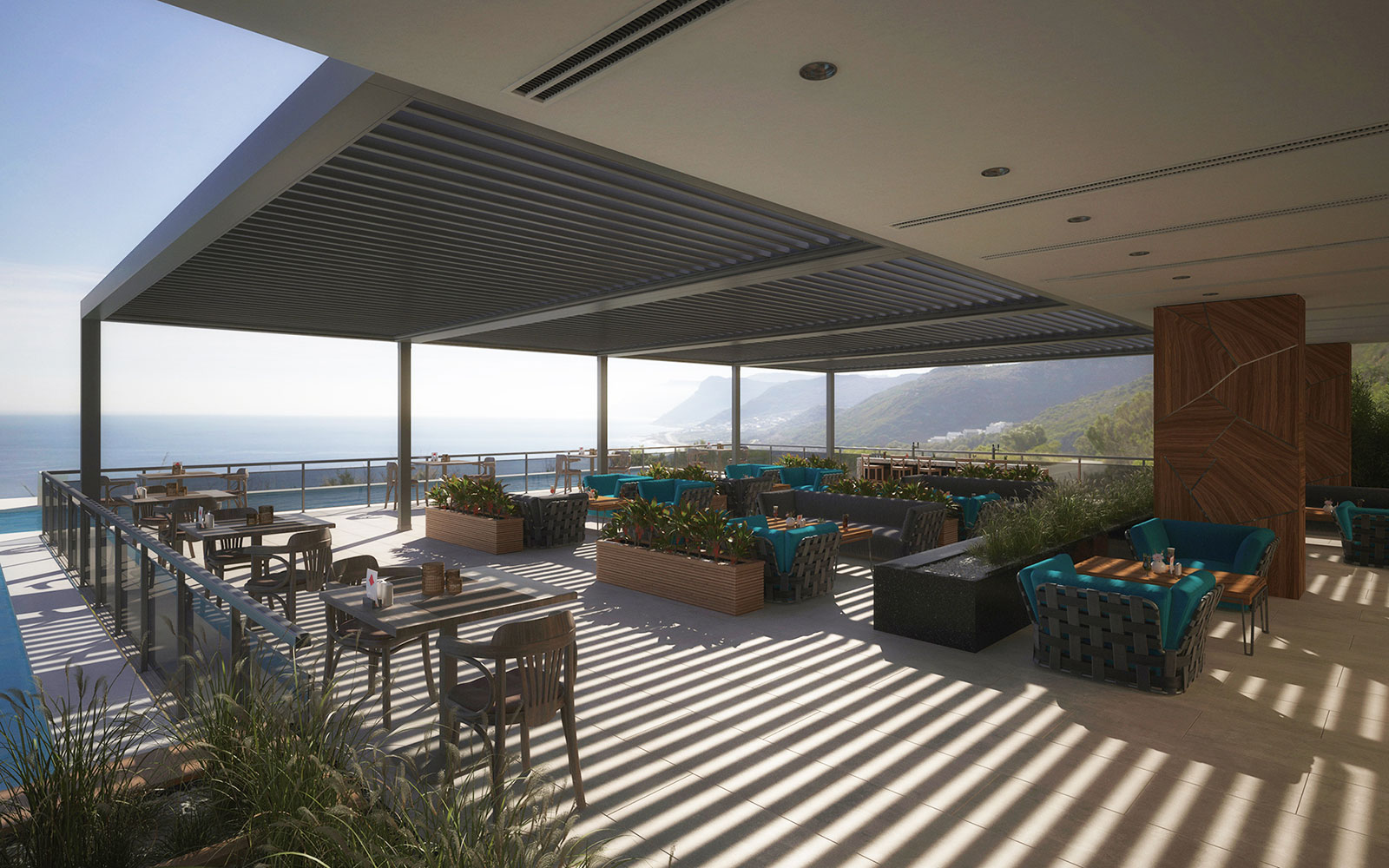 B-Cube Space pergola over a hospitality terrace